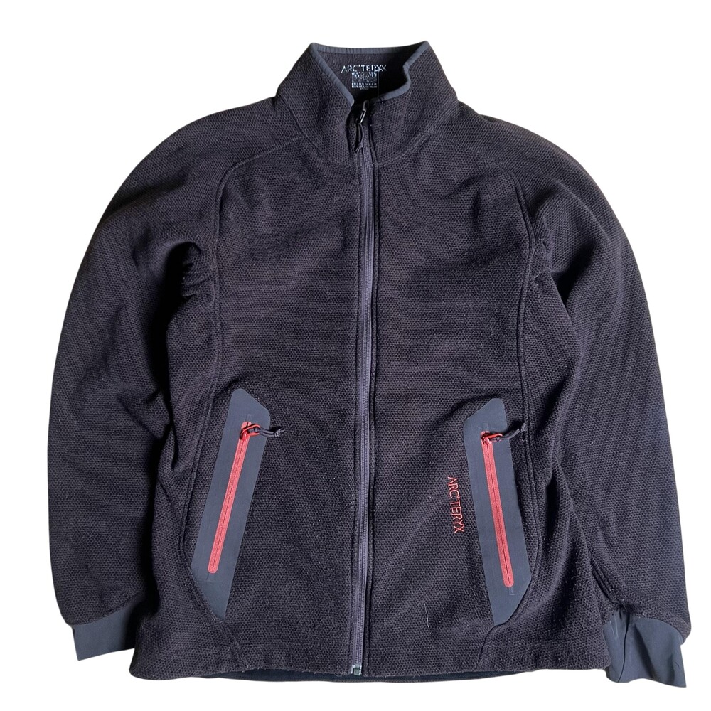 Arc'teryx Sweater Unisex M Brown Waffle-Knit Polartec Fleece Mock Neck Pullover